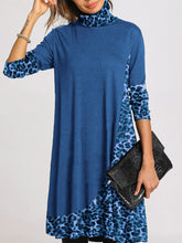 Load image into Gallery viewer, Retro Loose Casual Long Sleeve High Neck Leopard Print Dress
