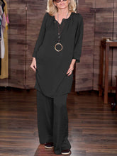 Load image into Gallery viewer, Long Sleeve Loose Top and Trousers Simple Two-piece Suit
