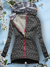 Load image into Gallery viewer, Fashion Zipper Polka Dot Hooded Printed Cotton Jacket
