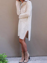 Load image into Gallery viewer, Women&#39;S Autumn And Winter Long-Sleeved High-Neck Split Knit Dress
