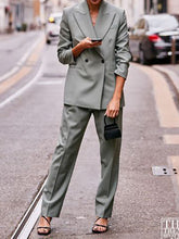 Load image into Gallery viewer, Women&#39;s Casual Double Row Solid Color Suit Two-piece Suit
