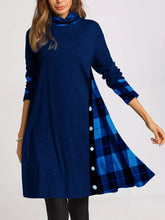 Load image into Gallery viewer, Retro Casual Loose High Neck Long Sleeve Plaid Dress
