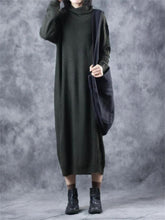 Load image into Gallery viewer, Retro Loose Casual High Neck Women&#39;S Sweater Dress
