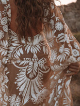 Load image into Gallery viewer, Deep V Mesh Embroidered Puff Sleeve Halter Wedding Dress
