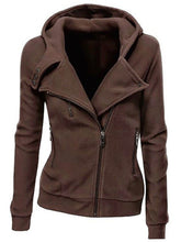 Load image into Gallery viewer, Asymmetrical Zipper Hooded Cardigan
