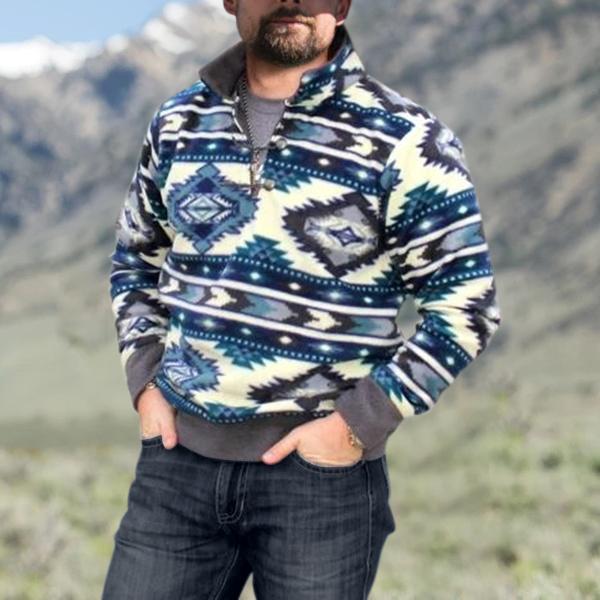 Men'S Casual Retro Ethnic Print Sweater