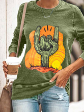 Load image into Gallery viewer, Women&#39;s Cactus Print Casual Sweatshirt T-Shirt

