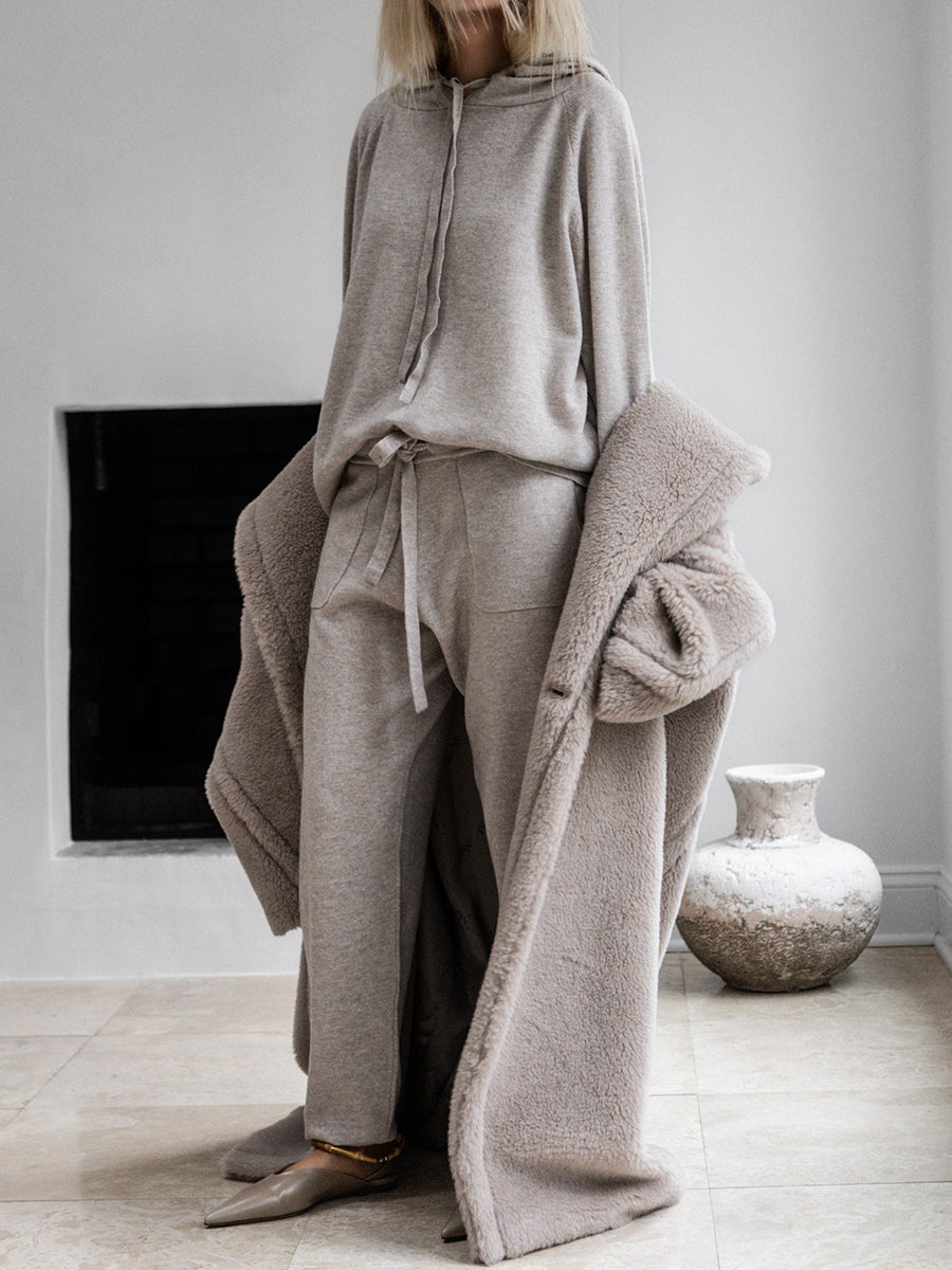 Casual Loose Hooded Long Sleeve Knitted Suit