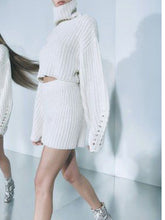 Load image into Gallery viewer, High Neck Pullover Short Knit Long Sleeve Two-piece Suit
