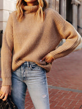 Load image into Gallery viewer, Fashion Casual Loose High Neck Long Sleeve Solid Color Sweater
