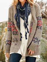 Load image into Gallery viewer, Ladies Printed Casual Wool Cardigan
