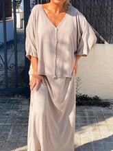 Load image into Gallery viewer, Pure Color Cardigan Dress Casual Two-piece Suit
