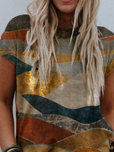 Load image into Gallery viewer, Mountain Print Crew Neck T-shirt Top
