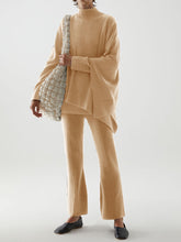 Load image into Gallery viewer, Fashionable Simple High Neck Long Sleeve Top Pants Knitted Suit
