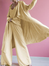 Load image into Gallery viewer, Simple Casual Loose V Neck Blouse Pants Coat Three-Piece Suit
