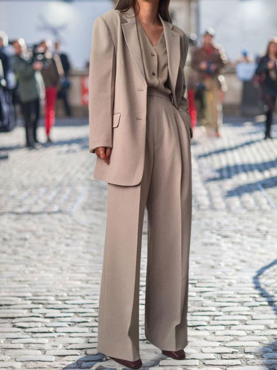 Fashion Casual Solid Color Loose Ladies Two-piece Suit