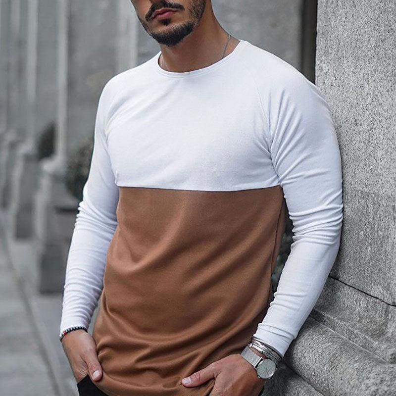 Round Neck Solid Color Men'S Casual Top