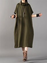 Load image into Gallery viewer, Casual Retro High Collar Half Sleeve Women&#39;S Sweater Long Skirt
