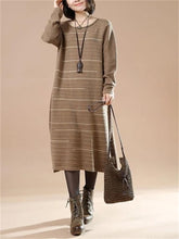 Load image into Gallery viewer, Autumn And Winter Women&#39;S Striped Loose Sweater Dress
