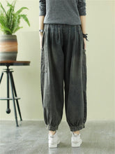 Load image into Gallery viewer, Gray Washed Loose Retro Women&#39;S Denim Harem Pants
