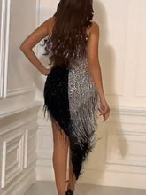 Load image into Gallery viewer, Fashion Sexy Fringed Sleeveless Irregular Midi Dress
