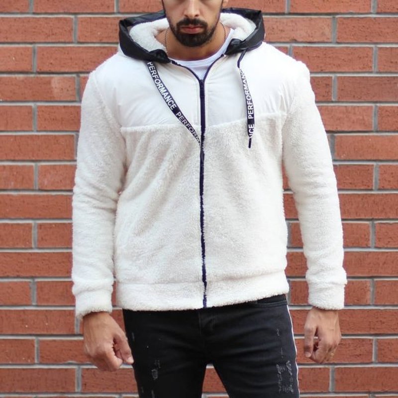 Men'S Fashion Modern Plush Zipper Long Sleeve Hoodie