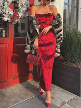 Load image into Gallery viewer, Sexy Slim Pure Color Strapless Evening Dress
