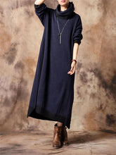 Load image into Gallery viewer, Autumn And Winter Casual High-Neck Contrast Sweater Dress
