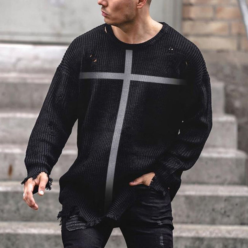 Men'S Fashion Casual Personality Printed Loose Sweater