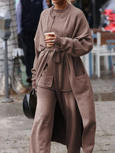 Load image into Gallery viewer, Women&#39;s Round Neck Knitted Casual Three-piece Suit
