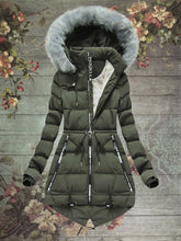 Load image into Gallery viewer, Women&#39;s Mid-length Zipper Hooded Cotton Coat
