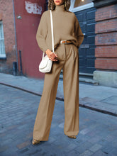 Load image into Gallery viewer, Turtleneck Knitted Solid Color Casual Ladies Suit
