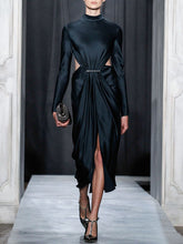 Load image into Gallery viewer, Fashion Elegant Long Sleeve High Neck Evening Dress
