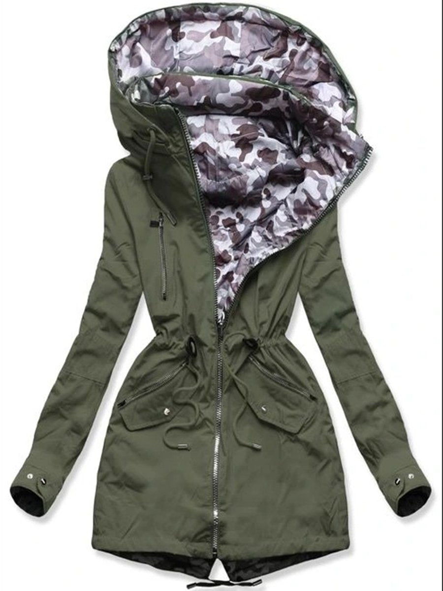 Camouflage Print Hooded Coat