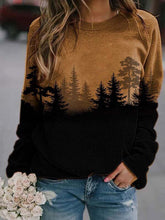 Load image into Gallery viewer, Forest Print Round Neck Long Sleeve Hoodies

