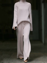 Load image into Gallery viewer, Ladies High Collar Casual Knitted Two-piece Suit
