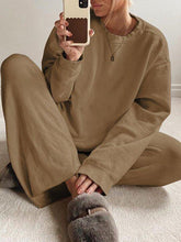 Load image into Gallery viewer, Women&#39;S Fashion Casual Solid Color Loose Round Neck Two-Piece Suit
