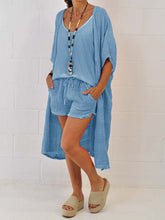 Load image into Gallery viewer, Autumn Loose Mid-length Sleeves Tie Shorts Three-piece Suit
