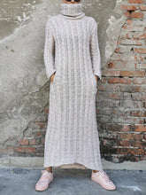 Load image into Gallery viewer, Autumn And Winter Warm High-Neck Twist Women&#39;S Knitted Long Dress

