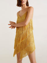 Load image into Gallery viewer, Fashion Fringed V-neck Suspender Mini Dress
