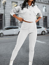 Load image into Gallery viewer, Fashion Stand Collar Pocket Casual Solid Color Ladies Two-piece Suit
