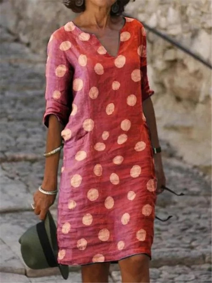 Retro Simple Casual Loose Polka Dot Dress