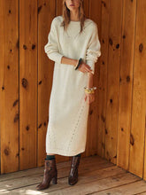 Load image into Gallery viewer, Knitted Warm Solid Color Loose Round Neck Casual Dress
