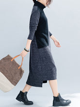 Load image into Gallery viewer, Autumn And Winter Ladies Casual Color Matching Sweater Dress
