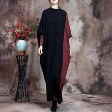 Load image into Gallery viewer, Retro Contrast Color Loose Bat Sleeve Women&#39;S Sweater Dress
