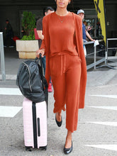 Load image into Gallery viewer, Pure Color Loose Casual Knitted Three-piece Suit
