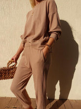 Load image into Gallery viewer, Simple Casual Loose Round Neck Long Sleeve Top Pants Suit
