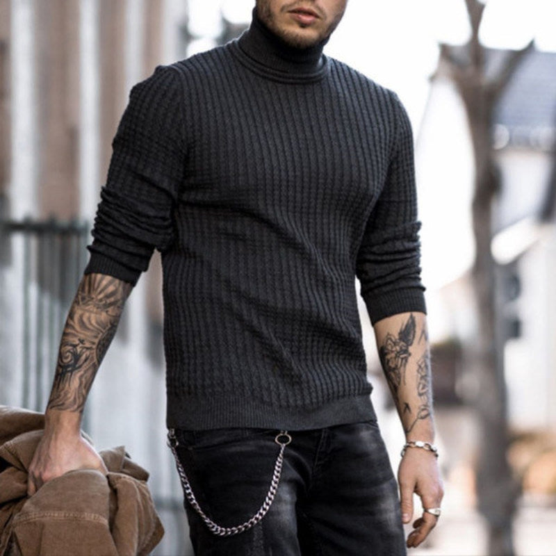 Fashion High Neck Slim Knitted Men'S Sweater