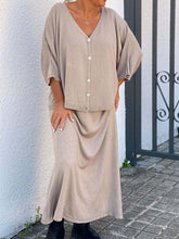 Load image into Gallery viewer, Pure Color Cardigan Dress Casual Two-piece Suit
