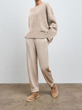 Load image into Gallery viewer, Simple Casual Loose Round Neck Blouse Pants Knitted Suit
